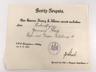 Gruppe Verleihungsurkunden für einen bayrischen Frontkämpfer im 1.Weltkrieg.