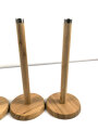 5 x Holzständer für zum Beispiel Stahlhelme. Die Basis je etwa 14cm Durchmesser, Höhe 32cm, gebraucht, aus Sammlungsauflösung