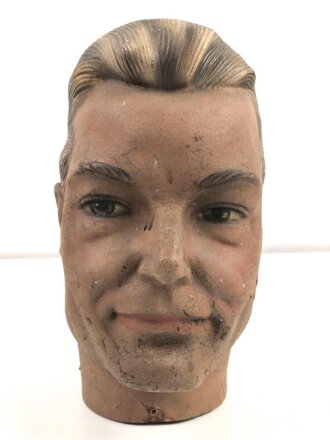 Kopf einer alten Schaufensterfigur, original bemalt, ungereinigtes Stück