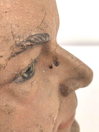 Kopf einer alten Schaufensterfigur, original bemalt, ungereinigtes Stück
