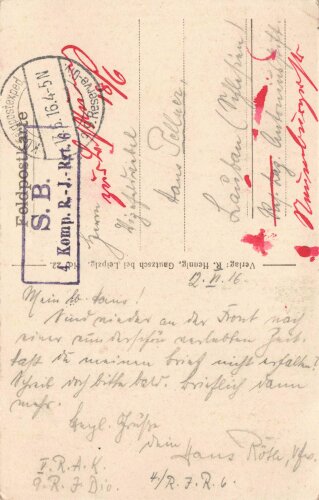 1. Weltkrieg, Ansichtskarte "Frankreich 1914-16 -...