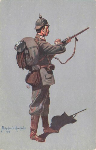 1. Weltkrieg, Ansichtskarte "Wohlfahrtskarte - Infanterist des 4. Garde-Reg. zu Fuß"