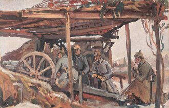 1. Weltkrieg, Ansichtskarte "Geschütz in...
