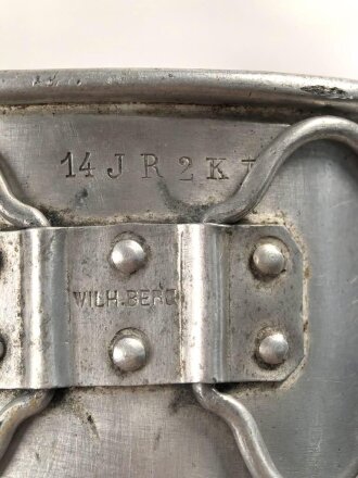 1.Weltkrieg, Trinkbecher aus Aluminium, Hersteller Wilhelm Berg , Kammerstück Infanterie Regiment 14
