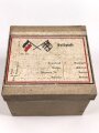 1.Weltkrieg, Feldpostpaket  mit zu befüllender Metalldose. Maße des Karton 7,5 x 10,5 x 10,5cm