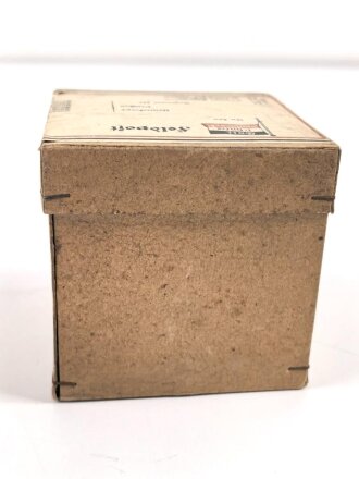 1.Weltkrieg, Feldpostpaket mit zu befüllender Metalldose. Maße des Karton 9 x 9 x 9cm