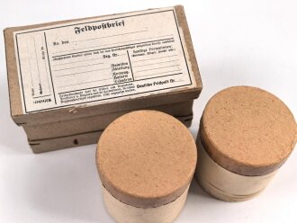 1.Weltkrieg, "Feldpostbrief" mit zu befüllenden Pappdosenl. Maße des Karton 14 x 7,5 x 7cm