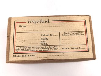 1.Weltkrieg, "Feldpostbrief" mit zu befüllender Pappdose. Maße des Karton 13 x 7 x 7cm