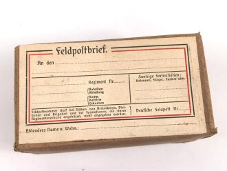 1.Weltkrieg, "Feldpostbrief" mit zu befüllender Pappdose. Maße des Karton 13 x 7 x 7cm
