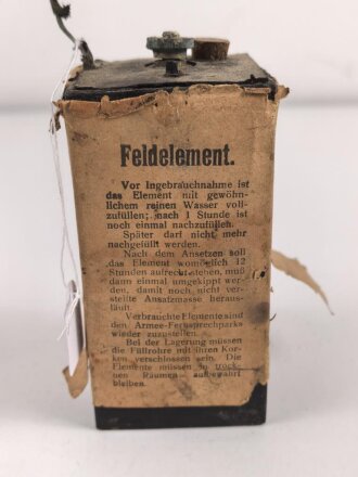 1.Weltkrieg , Feldelement von Siemens & Halske. Die Papierbanderole in schlechtem Zustand. Vollständig leer, dennoch KEIN VERSAND NACH ÜBERSEE