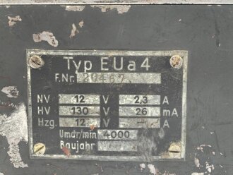 Wehrmacht, Umformer Typ EUa4 für Panzerfunkgeräte. Originallack, datiert 1943, unvollständiges Stück.