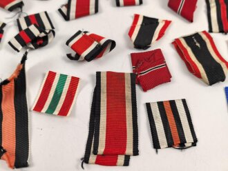 Konvolut Ordens und Bandspangenbänder, meist 2. Weltkrieg, alle kurz , verschmutzt oder defekt.