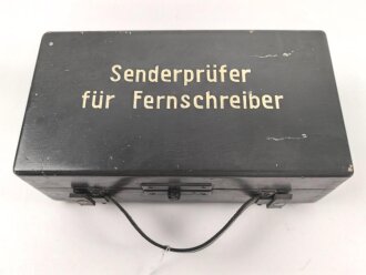 Senderprüfer für Fernschreiber der Wehrmacht, Sehr guter Zustand, im zugehörigen Transportkasten, Funktion nicht geprüft