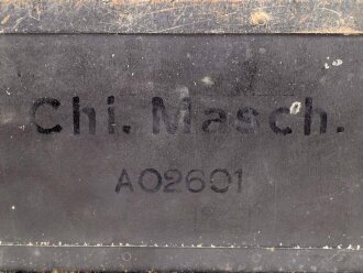 Transportkasten "Chi.Masch. A 02601" Originallack und Beschriftung. ( Chiffrier Maschine ) Nach dem Krieg weiterbenutzt