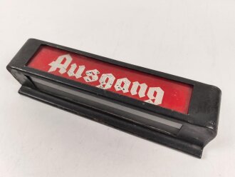 Luftwaffe, Beleuchtetes " Ausgang" Schild. Breite 25,5cm, Originallack, Funktion nicht geprüft