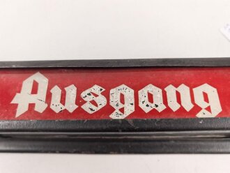 Luftwaffe, Beleuchtetes " Ausgang" Schild. Breite 25,5cm, Originallack, Funktion nicht geprüft