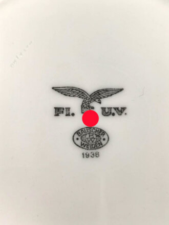 Luftwaffe, Kantinenporzellan Suppenteller, Hersteller Bauschen Weiden 1938, Durchmesser 23cm, gebraucht