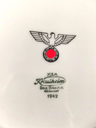 Heer, Kantinenporzellan Suppenteller, Hersteller K&A Krautheim Selb Bavaria 1942, Durchmesser 23cm, gebraucht