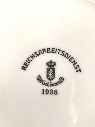Reichsarbeitsdienst, Kantinenporzellan Suppenteller, Hersteller Alt Schönwald 1938, Durchmesser 23cm, gebraucht