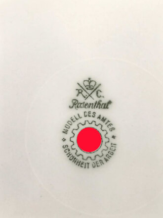 Deutsche Arbeitsfront, Kantinenporzellan Suppenteller, Hersteller Rosenthal, Durchmesser 23cm, gebraucht