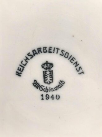 Reichsarbeitsdienst, Kantinenporzellan tiefe Schale, Durchmesser 22cm, Hersteller Alt Schönwald 1940. Gebraucht