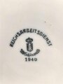 Reichsarbeitsdienst, Kantinenporzellan tiefe Schale, Durchmesser 22cm, Hersteller Alt Schönwald 1940. Gebraucht