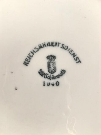 Reichsarbeitsdienst, Kantinenporzellan tiefe Schale, Durchmesser 22cm, Hersteller Alt Schönwald 1940. Gebraucht