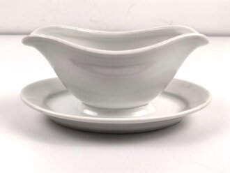 Reichsarbeitsdienst, Kantinenporzellan Sauciere, Hersteller Alt Schönwald 1936. Gesamtlänge 25cm, gebraucht