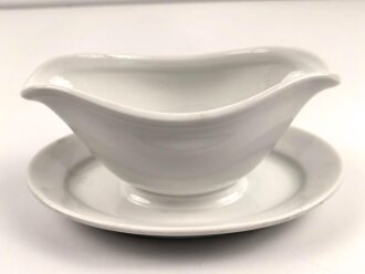 Reichsarbeitsdienst, Kantinenporzellan Sauciere, Hersteller Alt Schönwald 1936. Gesamtlänge 25cm, gebraucht