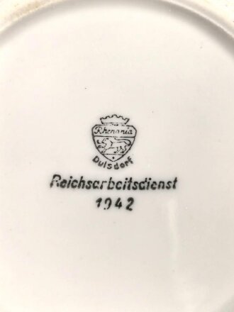 Reichsarbeitsdienst, Kantinenporzellan kleine Schale, Hersteller Rhenania Duisdorf 1942, Durchmesser 17cm, gebraucht
