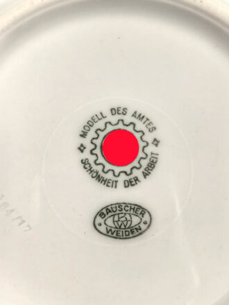 Deutsche Arbeitsfront, Kantinenporzellan kleine Schale, Hersteller Bauscher Weiden, Durchmesser 17cm, gebraucht