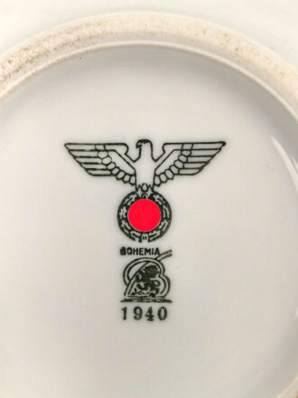 Heer, Kantinenporzellan kleine Schale, Hersteller Bohemia 1940, Durchmesser 17cm, gebraucht