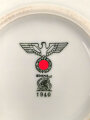 Heer, Kantinenporzellan kleine Schale, Hersteller Bohemia 1940, Durchmesser 17cm, gebraucht