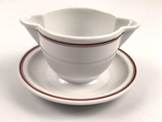 Deutsche Arbeitsfront/NSV, Kantinenporzellan kleine Sauciere, Hersteller KPM, Gesamtlänge 16cm, gebraucht