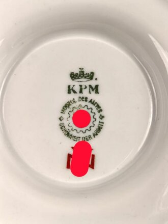 Deutsche Arbeitsfront/NSV, Kantinenporzellan kleine Sauciere, Hersteller KPM, Gesamtlänge 16cm, gebraucht