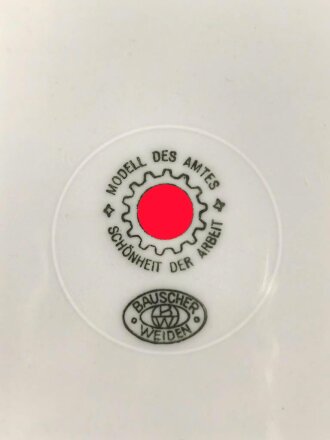 Deutsche Arbeitsfront, Kantinenporzellan kleiner Teller, Hersteller Bauscher Weiden, Durchmesser 19cm, gebraucht