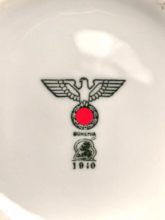 Heer, Kantinenporzellan tiefe Schale, Hersteller Bohemia 1940, Durchmesser 21cm, gebraucht