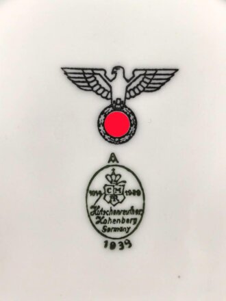 Heer, Kantinenporzellan tiefe Schale, Hersteller Hutschenreuther Hohenberg 1939, Durchmesser 22cm, gebraucht