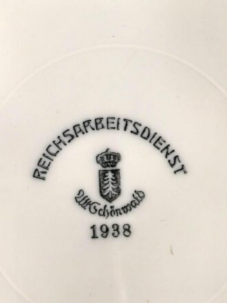 Reichsarbeitsdienst, Kantinenporzellan Teller, Durchmesser 24cm, Hersteller Alt Schönwald 1938. Gebraucht