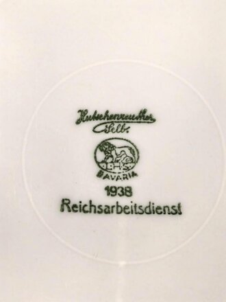 Reichsarbeitsdienst, Kantinenporzellan Teller, Durchmesser 24cm, Hersteller Hutschenreuther Selb 1938. Gebraucht