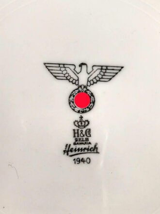 Heer, Kantinenporzellan Teller, Hersteller H&G Selb Heinrich 1940, Durchmesser 23cm, gebraucht