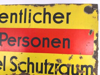 Luftschutz Emailleschild "Öffentlicher Sammel Schutzraum 175 Personen" Maße 39 x 80cm, ungereinigtes Stück