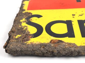 Luftschutz Emailleschild "Öffentlicher Sammel Schutzraum 175 Personen" Maße 39 x 80cm, ungereinigtes Stück
