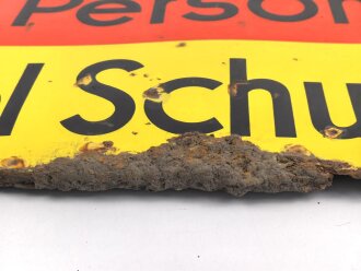 Luftschutz Emailleschild "Öffentlicher Sammel Schutzraum 175 Personen" Maße 39 x 80cm, ungereinigtes Stück