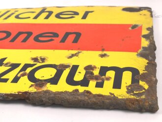 Luftschutz Emailleschild "Öffentlicher Sammel Schutzraum 175 Personen" Maße 39 x 80cm, ungereinigtes Stück