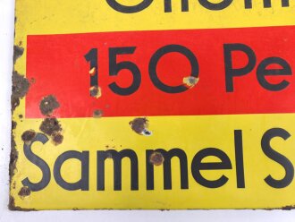 Luftschutz Emailleschild "Öffentlicher Sammel Schutzraum 150 Personen" Maße 39 x 80cm, ungereinigtes Stück