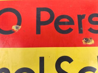 Luftschutz Emailleschild "Öffentlicher Sammel Schutzraum 150 Personen" Maße 39 x 80cm, ungereinigtes Stück