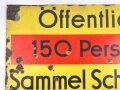 Luftschutz Emailleschild "Öffentlicher Sammel Schutzraum 150 Personen" Maße 39 x 80cm, ungereinigtes Stück