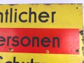 Luftschutz Emailleschild "Öffentlicher Sammel Schutzraum 150 Personen" Maße 39 x 80cm, ungereinigtes Stück