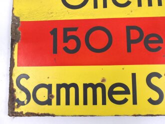 Luftschutz Emailleschild "Öffentlicher Sammel Schutzraum 150 Personen" Maße 39 x 80cm, ungereinigtes Stück